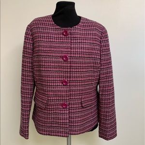 Kasper Pink Black Plaid Blazer Jacket